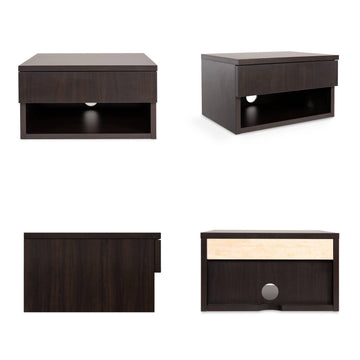 Ettore 15.71" Mid-Century Modern Floating Wall Mounted Nightstand with Soft-Close Drawer and Cable Hole